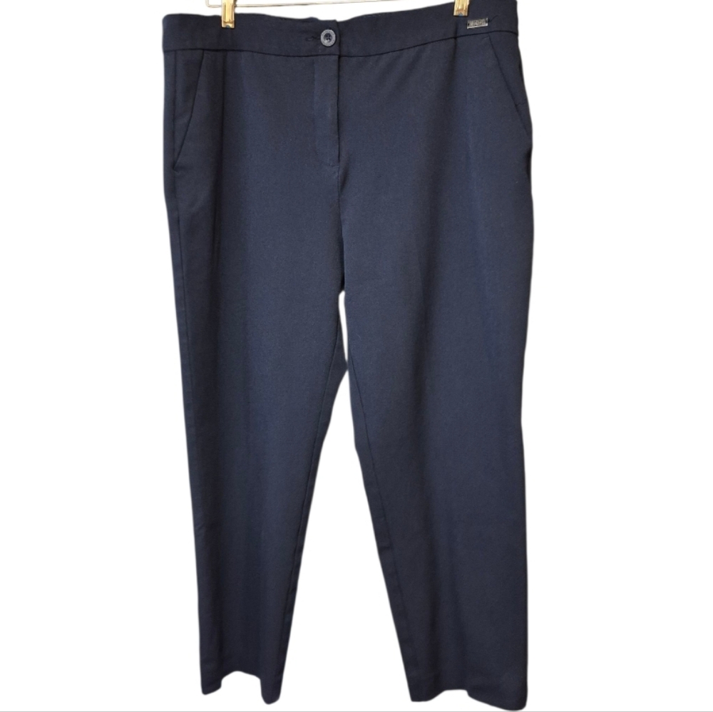 Badgley Mischka Cropped Trousers Women's Plus Size 18 Navy Blue Classic Business